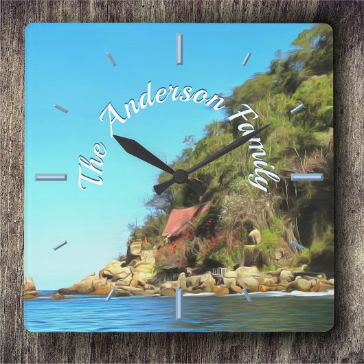 Familie Serene Yelapa 0758 Quadratische Wanduhr