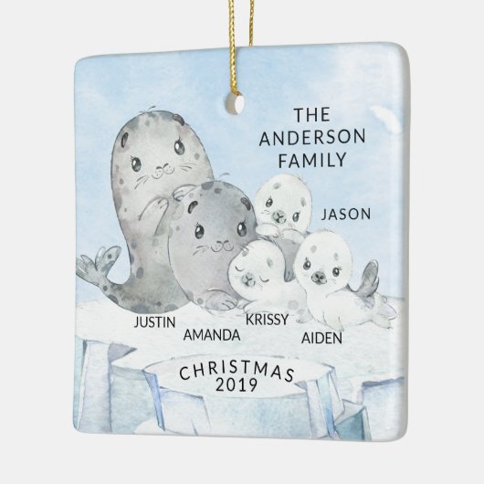 Familie Siegel 5 Weihnachten Keramikornament (Links)