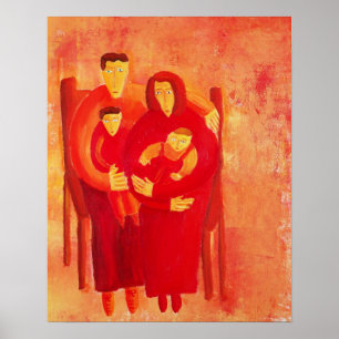 Familie sitzend. Moderne Porträtmalerei. Kunstprin Poster