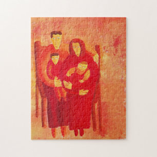 Familie sitzend Zeitgenössische Kunst Porträtmaler Puzzle