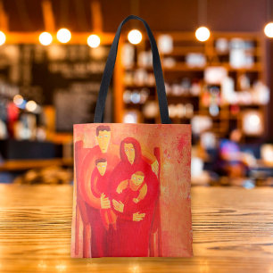 Familie sitzend Zeitgenössische Kunst Porträtmaler Tasche