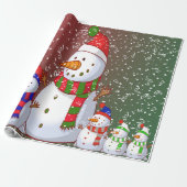 Familie Snowman - Geschenkpapier (Ungerollt)