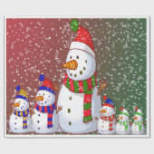 Familie Snowman - Geschenkpapier (Flach)