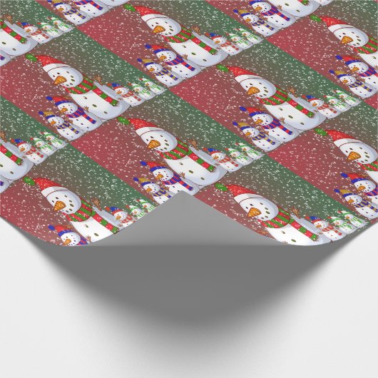Familie Snowman - Geschenkpapier (Ecke)