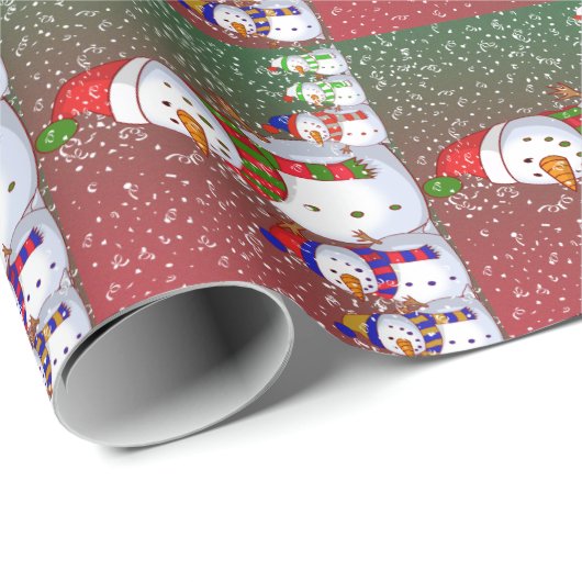 Familie Snowman - Geschenkpapier (Rolleneckpunkt)