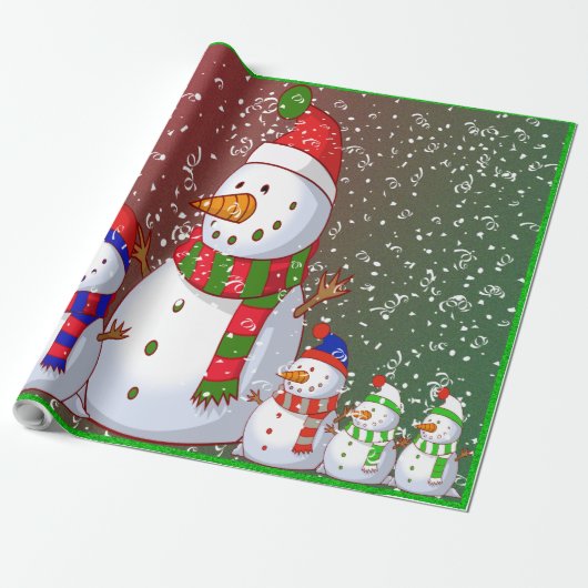 Familie Snowman - Geschenkpapier (Ungerollt)