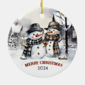 Familie Snowman Personalisierte Weihnachtsschmuck (Hinten)