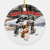 Familie Snowman Personalisierte Weihnachtsschmuck (Hinten)