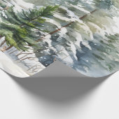 Familie Snowy Wald Rentiere Wasserfarbe Geschenkpapier (Ecke)