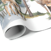 Familie Snowy Wald Rentiere Wasserfarbe Geschenkpapier (Rolleneckpunkt)