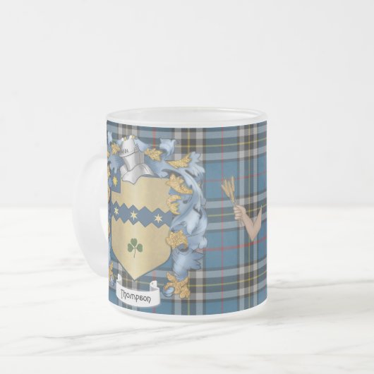 Familie Thompson (Irisch) Wappenrühre Mattglastasse (Vorderseite Links)