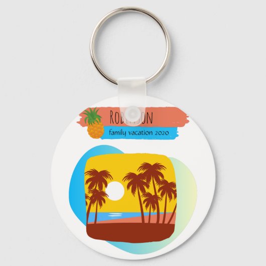 Familie Tropical Beach Urlaub Souvenir Schlüsselanhänger (Vorderseite)