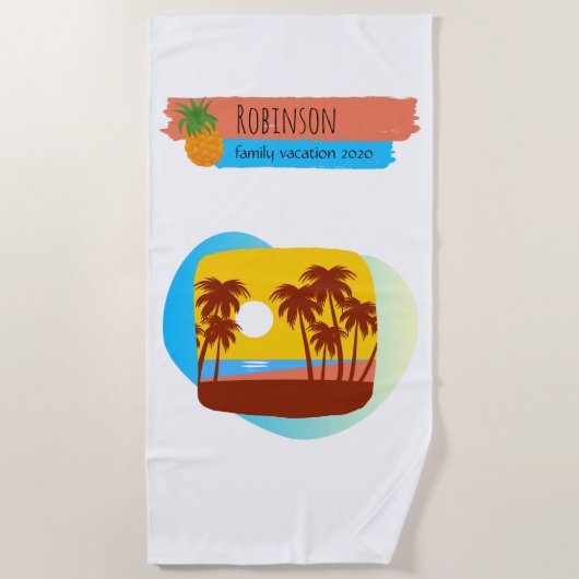 Familie Tropical Beach Urlaub Souvenir Strandtuch (Vorderseite)