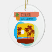 Familie Tropical Beach Urlaub Souvenir Weihnachten Keramik Ornament (Links)