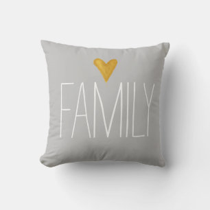 'Familie'-Typografie, Taubengrau Kissen