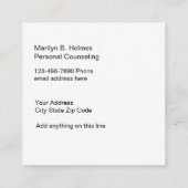 Familie und persönlicher Ratgeber Quadratische Visitenkarte (Rückseite)