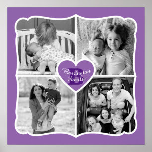 Familie Valentine Instagram Herz Foto Grid Lila Poster