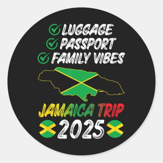 Familie Vibes Jamaica Familienreise 2025 Jamaica V Runder Aufkleber (Vorderseite)