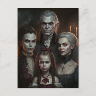 Familie viktorianisch Vampire, gotischer Horror Postkarte