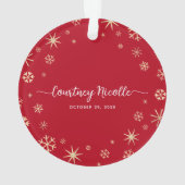 Familie von 3 Baby First Christmas Snowflake Foto Ornament (Rückseite)