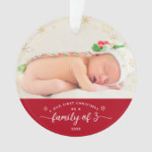 Familie von 3 Baby First Christmas Snowflake Foto Ornament (Vorderseite)
