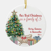 Familie von 3 Foto Weihnachtsbaum und Krippe Keramik Ornament (Vorne)