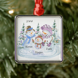 Familie von 3 Niedlichen Snowman Personalisierte W Ornament Aus Metall
