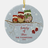 Familie von 3 Personalisierten Niedlichen Waldhüge Keramik Ornament (Vorne)