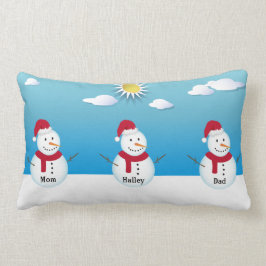 Familie von 3 Personalisierten Schneemann-Kissen Lendenkissen