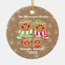 Familie von 4 Lebkuchen Gesichter Weihnachtsschmuc Keramik Ornament
