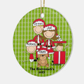 Familie von 4 mit Hunden Weihnachtsschmuck (Links)