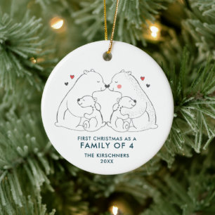 Familie von 4 Personalisierten Polarbären 2. Baby Keramik Ornament