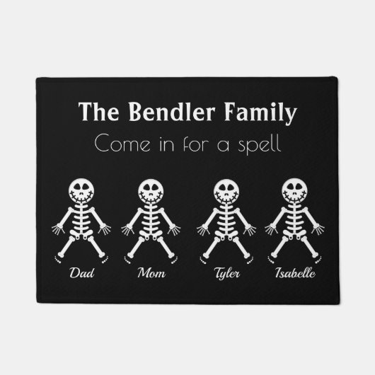 Familie von 4 Skeleton Halloween Doormat Fußmatte (Vorderseite)