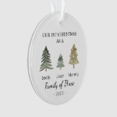 Familie von drei Personalisierten Babys Erstes Wei Ornament (Vorderseite)