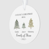 Familie von drei Personalisierten Babys Erstes Wei Ornament (Vorderseite)
