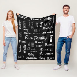 Familie von fünf in Coolen Schriftart Fleecedecke