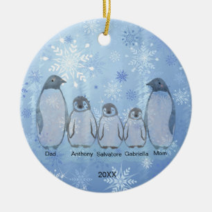 Familie von Fünf Penguin Weihnachten Keramik Ornament