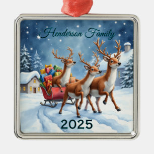 Familie von Rentieren Ornament Aus Metall