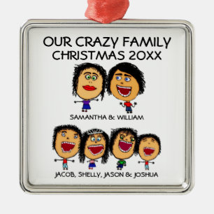 Familie von sechs Crazy Holiday Ornament Aus Metall