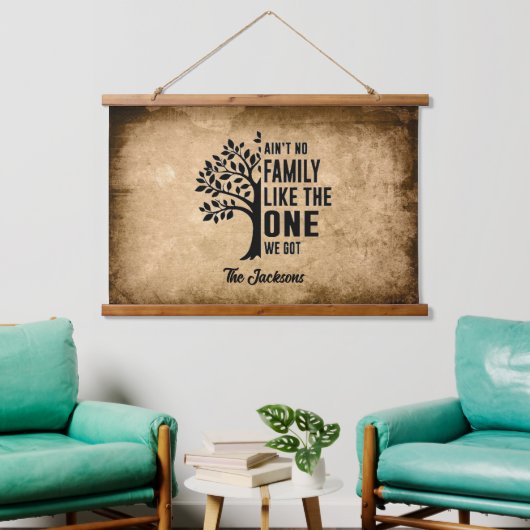 Familie Wandteppich Mit Holzrahmen (Wohnzimmer)