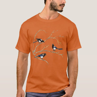 Familie Watercolor Magpie Bird T-Shirt