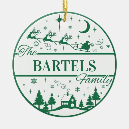 Familie Weihnachten mit Sleigh Gewohnter Weihnacht Keramik Ornament (Vorne)