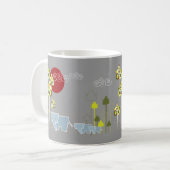 Familie Whimsical Elephant in Wald & Rote Sonne Kaffeetasse (Vorderseite Links)