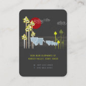 Familie Whimsical Elephant in Wald & Rote Sonne Visitenkarte (Rückseite)