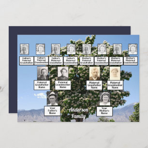 Familie Wiedersehen 3 Generation Tree mit Blume Einladung