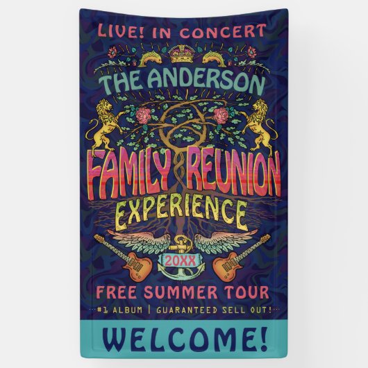 Familie Wiedersehen Band Retro 70er Konzert Name Banner (Vertikal)