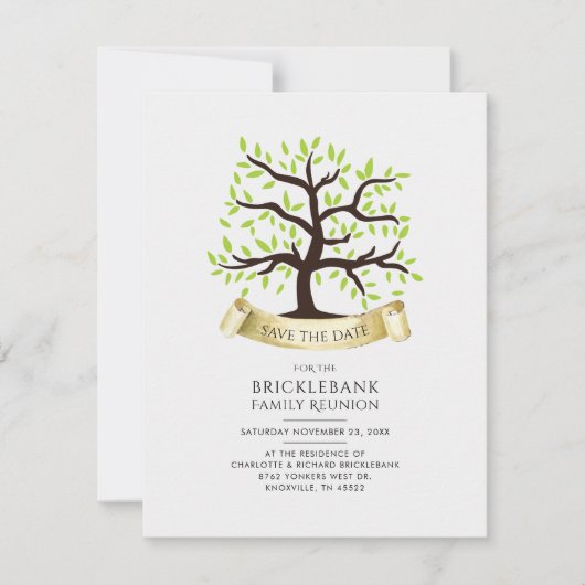 Familie Wiedersehen Genealogie Tree Save the Date (Vorderseite)