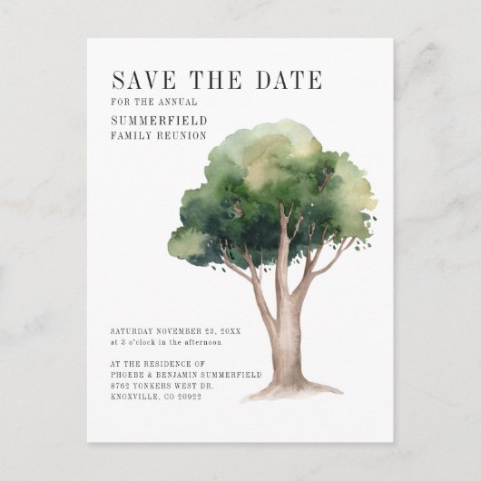 Familie Wiedersehen Genealogie Tree Save the Date Ankündigungspostkarte (Vorderseite)