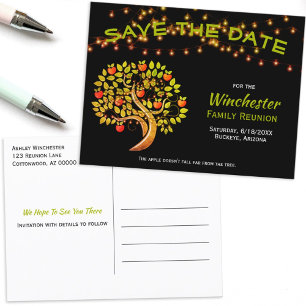 Familie Wiedersehen Save the Date Apple Tree Light Ankündigungspostkarte