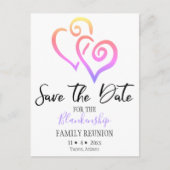Familie Wiedersehen Save the Date Rainbow Linked H Ankündigungspostkarte (Vorderseite)